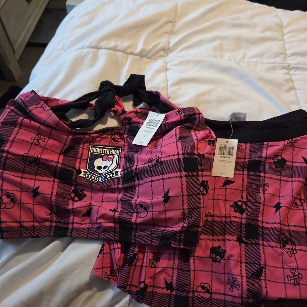 Hot Topic Pink Plaid Bikini Set